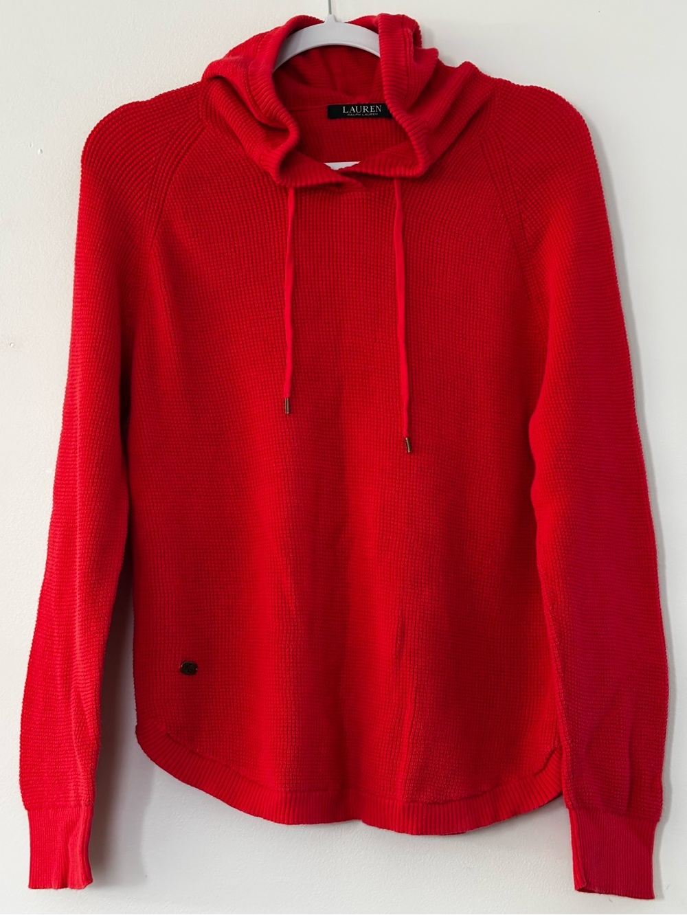Ralph Lauren Red Knit Hooded Crewneck Sweater